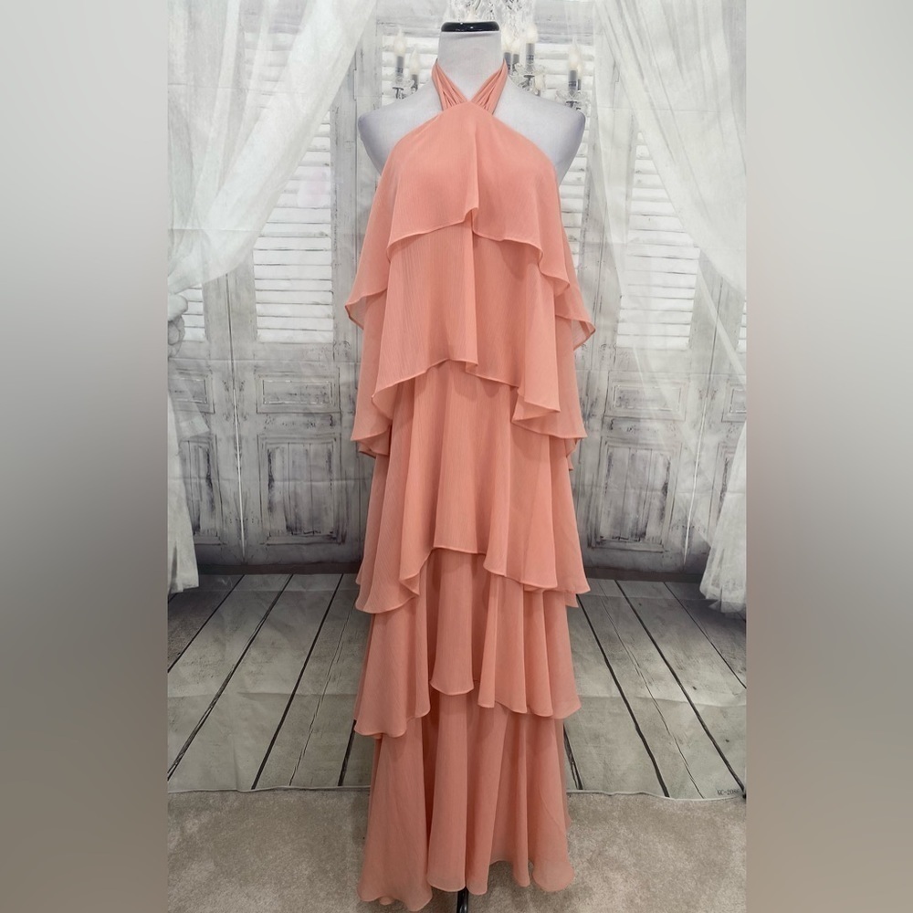 Antonio Melani Mariella Crinkled Chiffon Halter Neck Sleeveless Maxi Dress Pink - Picture 7 of 14